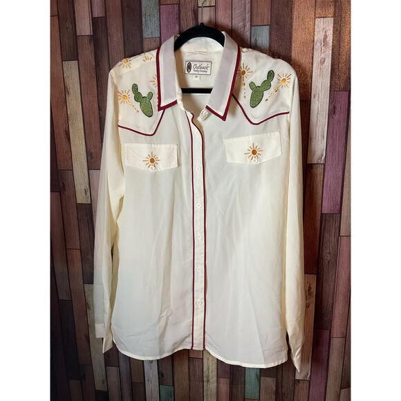 Outback Trading Company Tops - Vintage Women’s Outback Trading Co Cream Western Shirt Blouse Embroidered 2X NWT